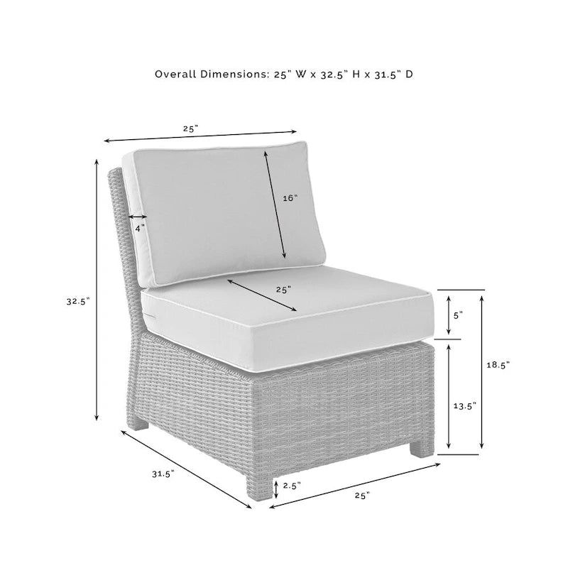 Bradenton Outdoor Wicker Sectional Center Chair