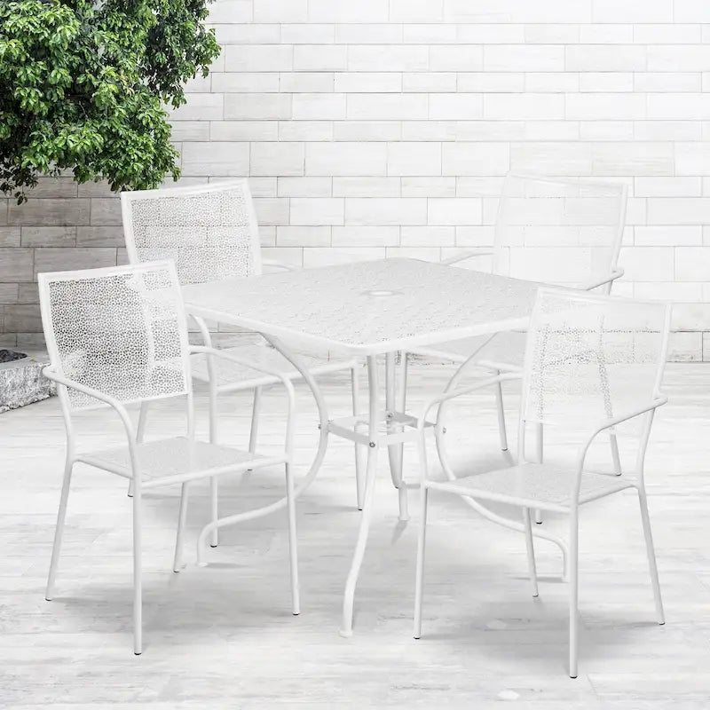 Steel 5-piece 35.5-inch Square Indoor-Outdoor Dining Set