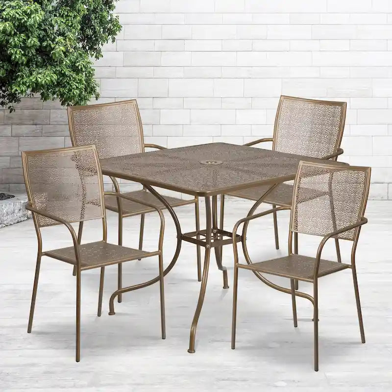 Steel 5-piece 35.5-inch Square Indoor-Outdoor Dining Set