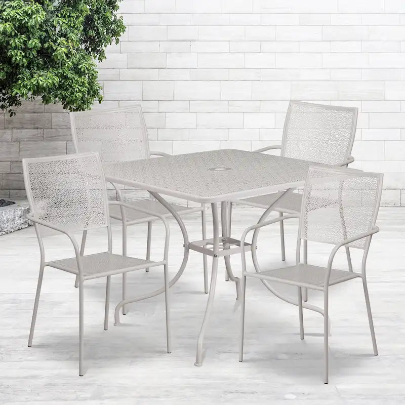Steel 5-piece 35.5-inch Square Indoor-Outdoor Dining Set
