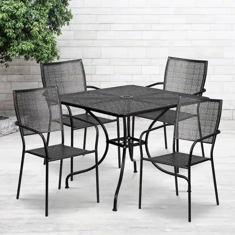 Steel 5-piece 35.5-inch Square Indoor-Outdoor Dining Set