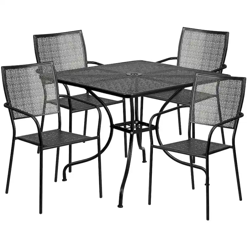 Steel 5-piece 35.5-inch Square Indoor-Outdoor Dining Set