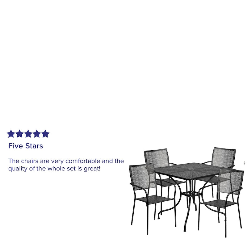 Steel 5-piece 35.5-inch Square Indoor-Outdoor Dining Set