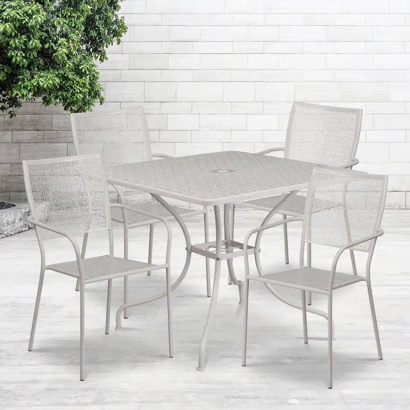 Steel 5-piece 35.5-inch Square Indoor-Outdoor Dining Set