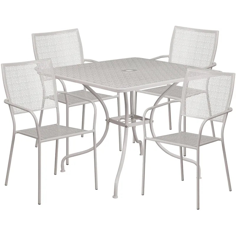 Steel 5-piece 35.5-inch Square Indoor-Outdoor Dining Set