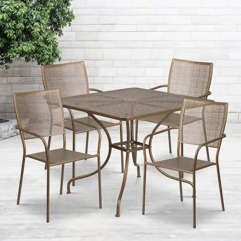 Steel 5-piece 35.5-inch Square Indoor-Outdoor Dining Set