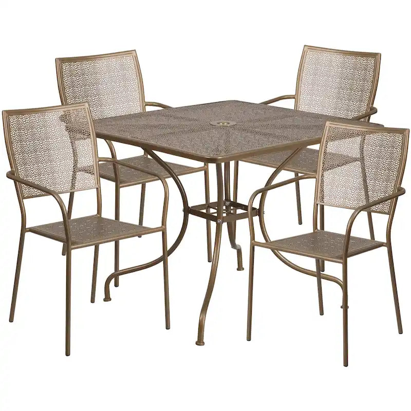 Steel 5-piece 35.5-inch Square Indoor-Outdoor Dining Set