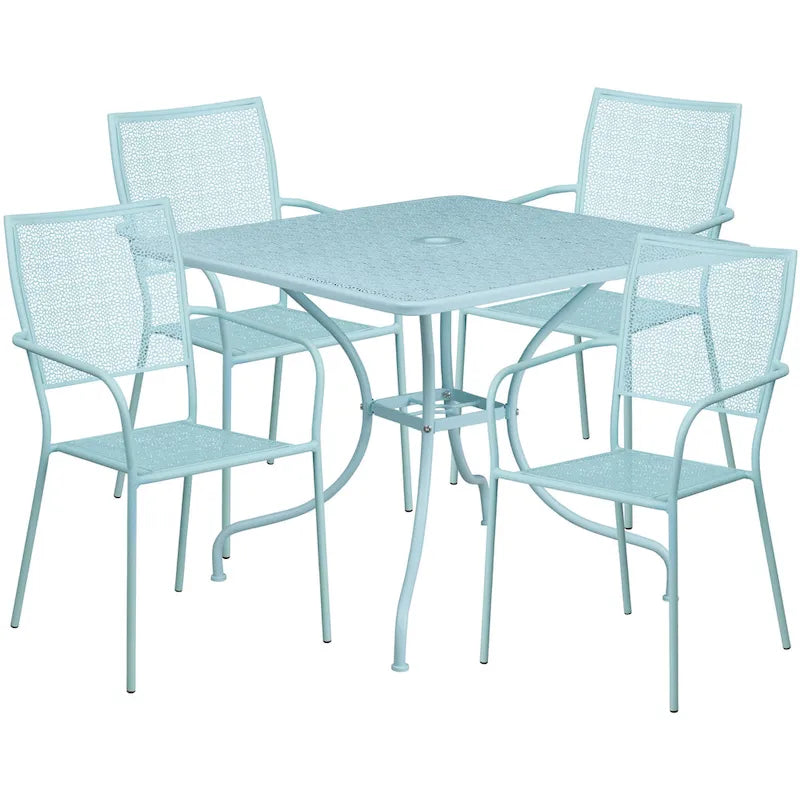 Steel 5-piece 35.5-inch Square Indoor-Outdoor Dining Set