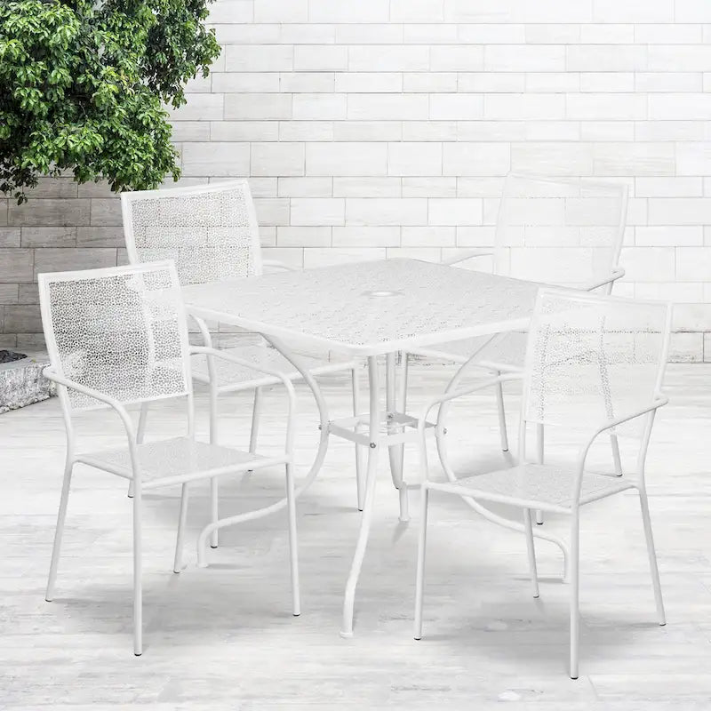 Steel 5-piece 35.5-inch Square Indoor-Outdoor Dining Set