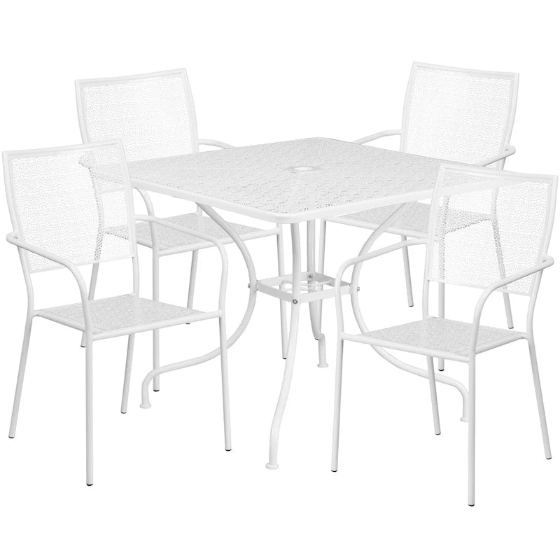 Steel 5-piece 35.5-inch Square Indoor-Outdoor Dining Set