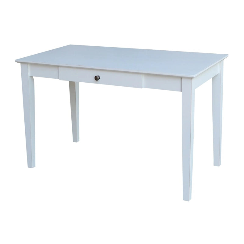 Solid Parawood Writing Desk with Drawer – Unfinished / Espresso / Beach White / Washed Gray Taupe