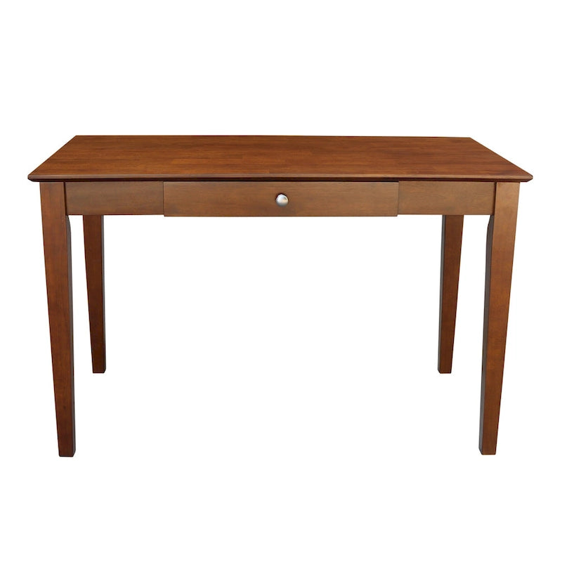 Solid Parawood Writing Desk with Drawer – Unfinished / Espresso / Beach White / Washed Gray Taupe