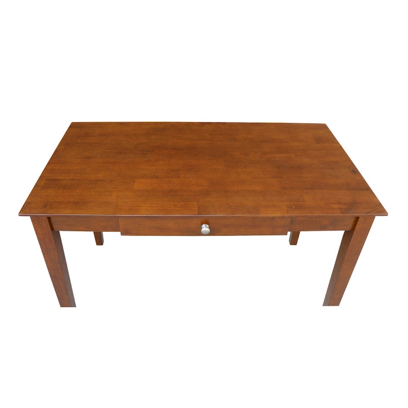 Solid Parawood Writing Desk with Drawer – Unfinished / Espresso / Beach White / Washed Gray Taupe