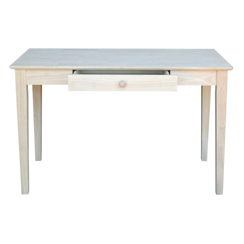 Solid Parawood Writing Desk with Drawer – Unfinished / Espresso / Beach White / Washed Gray Taupe