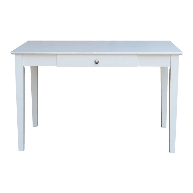 Solid Parawood Writing Desk with Drawer – Unfinished / Espresso / Beach White / Washed Gray Taupe