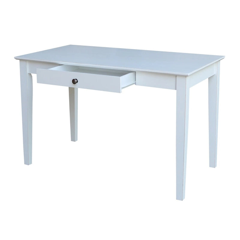 Solid Parawood Writing Desk with Drawer – Unfinished / Espresso / Beach White / Washed Gray Taupe