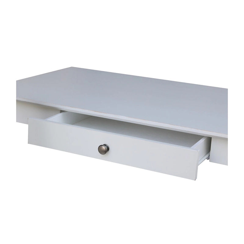 Solid Parawood Writing Desk with Drawer – Unfinished / Espresso / Beach White / Washed Gray Taupe