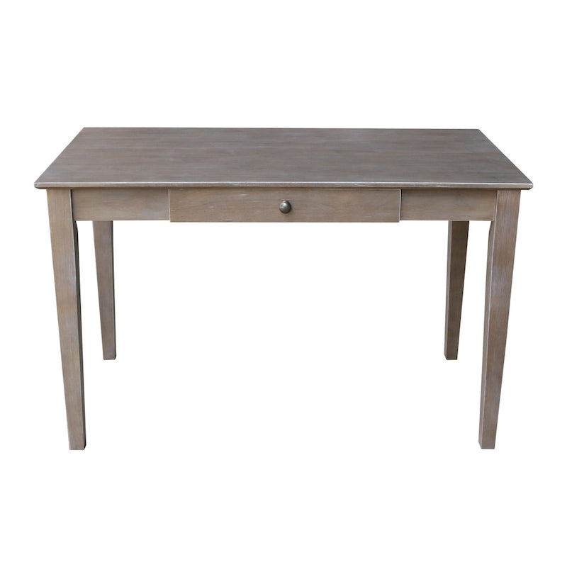 Solid Parawood Writing Desk with Drawer – Unfinished / Espresso / Beach White / Washed Gray Taupe