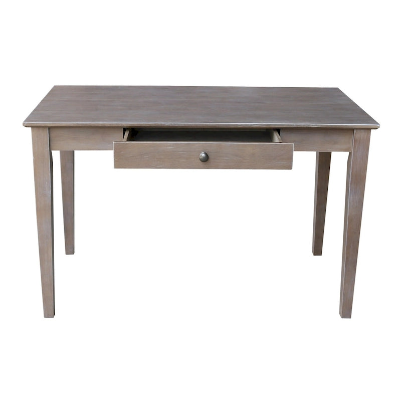 Solid Parawood Writing Desk with Drawer – Unfinished / Espresso / Beach White / Washed Gray Taupe