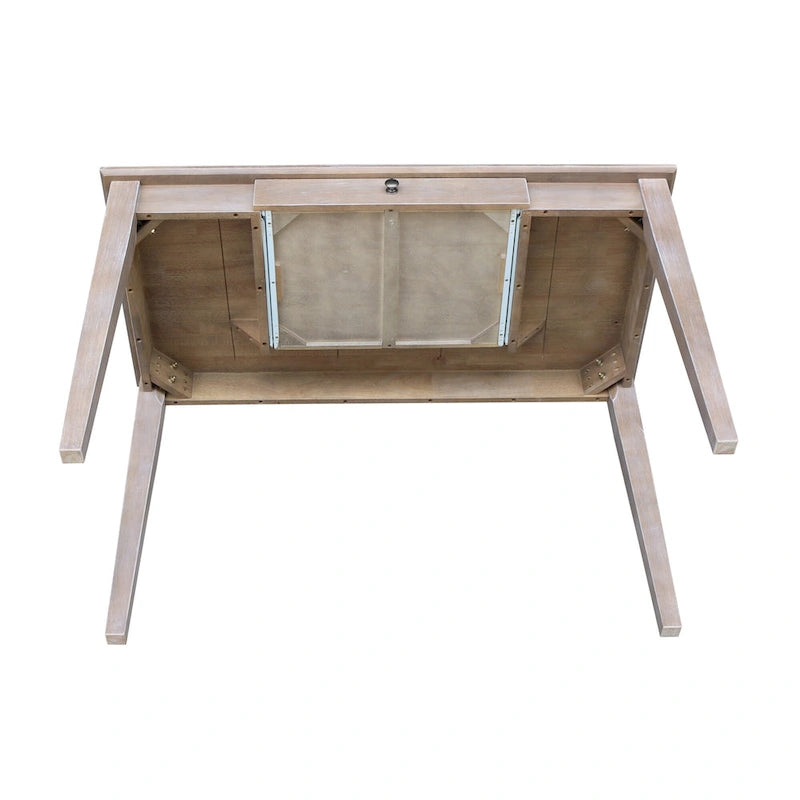 Solid Parawood Writing Desk with Drawer – Unfinished / Espresso / Beach White / Washed Gray Taupe