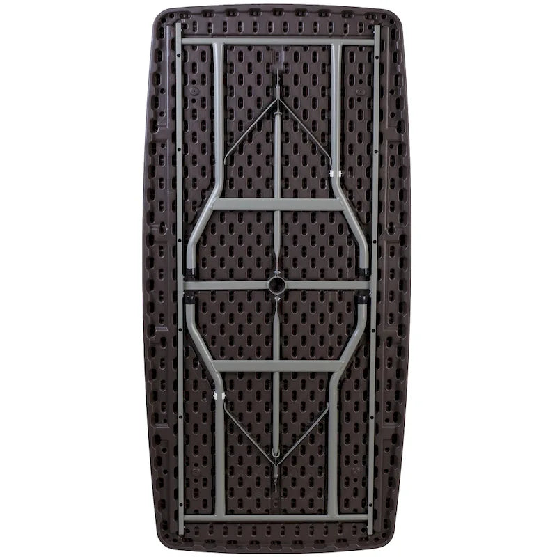 5.62-Foot Rattan Indoor-Outdoor Plastic Folding Table