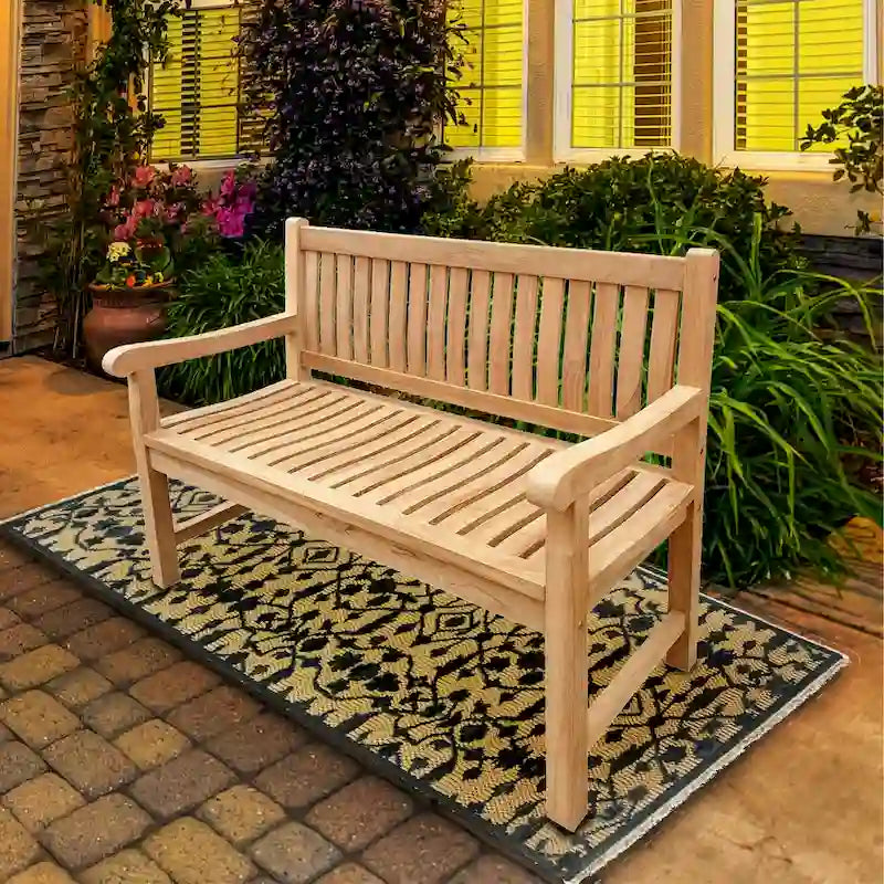 Seven Seas Teak San Juan Teak Wood Outdoor Patio Bench, 4 Foot