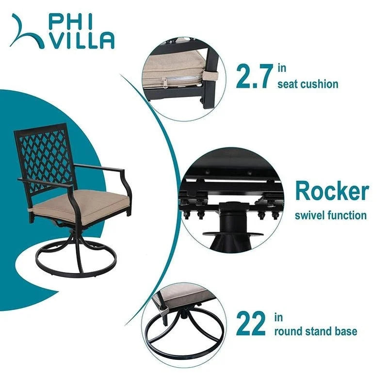 MAISON ARTS 5-Piece Patio Dining Set with Swivel Chairs and Wood-Like Table - 5-PIieces Sets