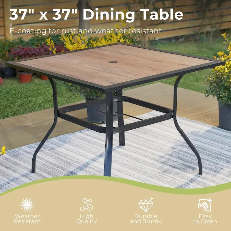 MAISON ARTS 5-Piece Patio Dining Set with Swivel Chairs and Wood-Like Table - 5-PIieces Sets