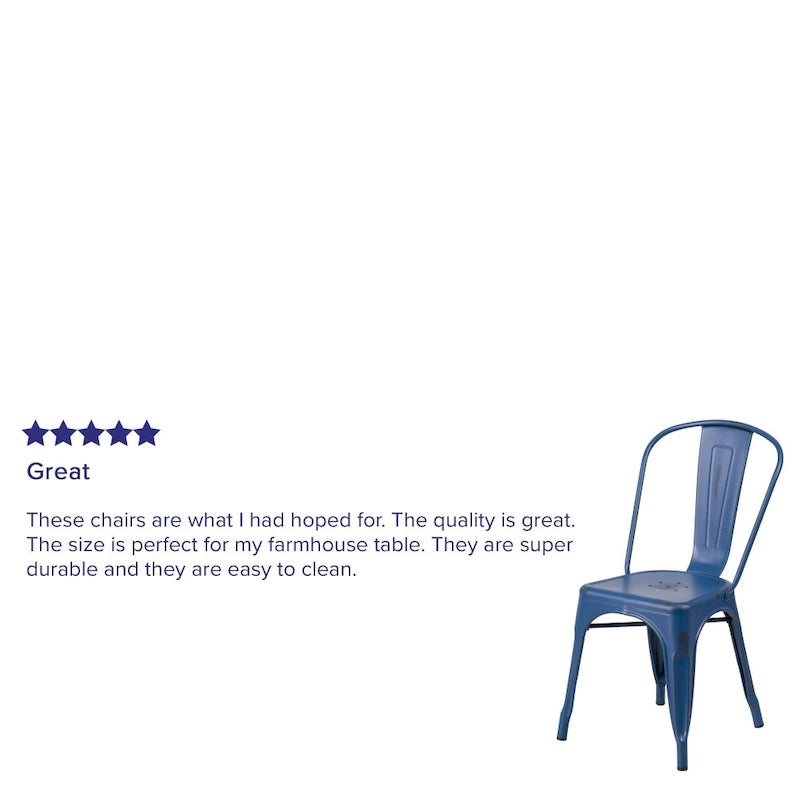 Distressed Metal Indoor-Outdoor Stackable Chair - Kitchen Furniture