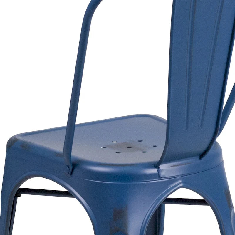 Distressed Metal Indoor-Outdoor Stackable Chair - Kitchen Furniture