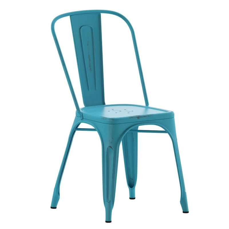 Distressed Metal Indoor-Outdoor Stackable Chair - Kitchen Furniture