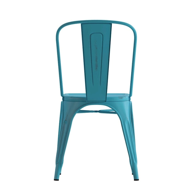 Distressed Metal Indoor-Outdoor Stackable Chair - Kitchen Furniture