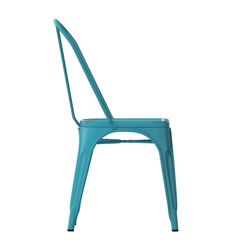Distressed Metal Indoor-Outdoor Stackable Chair - Kitchen Furniture