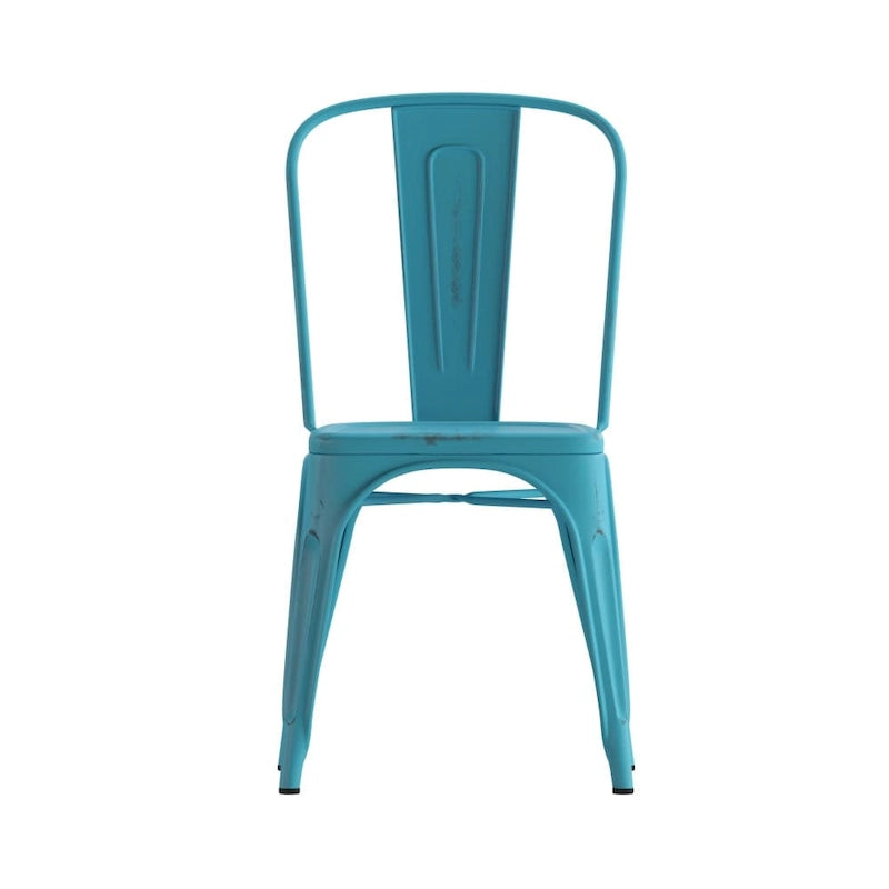 Distressed Metal Indoor-Outdoor Stackable Chair - Kitchen Furniture