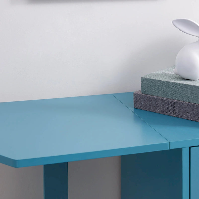 Drop-Leaf Fold-Out Desk with 4 Drawers – White / Gray / Black / Turquoise