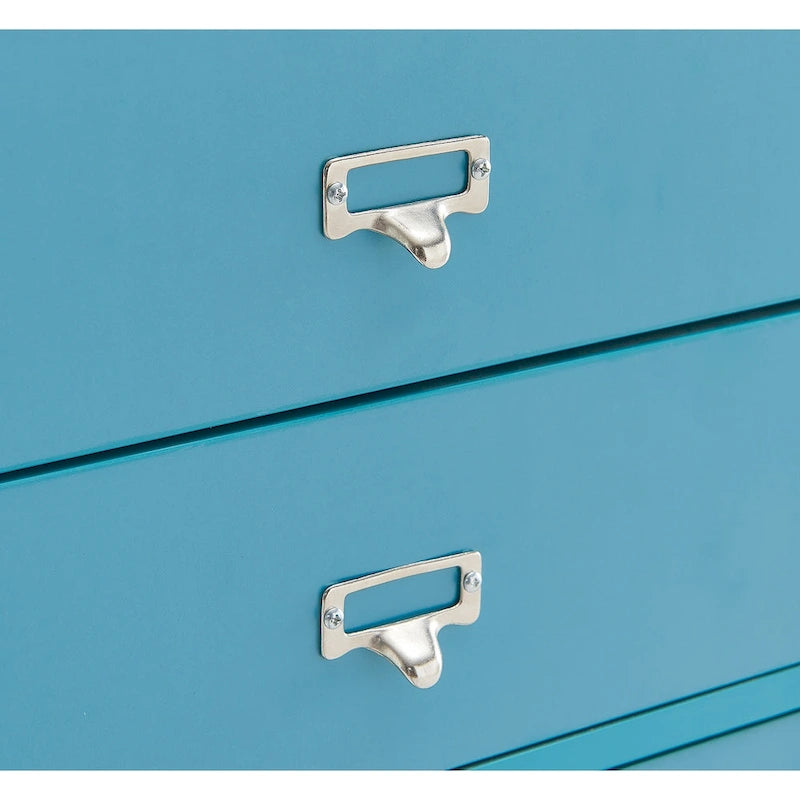 Drop-Leaf Fold-Out Desk with 4 Drawers – White / Gray / Black / Turquoise