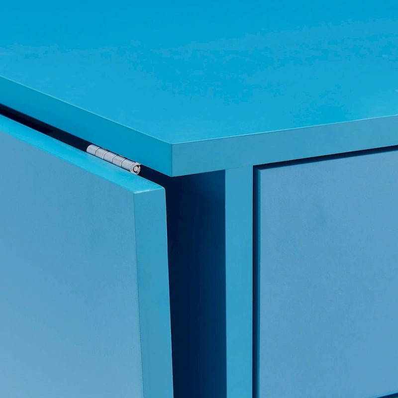 Drop-Leaf Fold-Out Desk with 4 Drawers – White / Gray / Black / Turquoise
