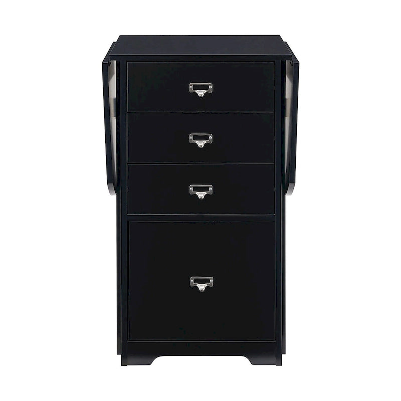Drop-Leaf Fold-Out Desk with 4 Drawers – White / Gray / Black / Turquoise