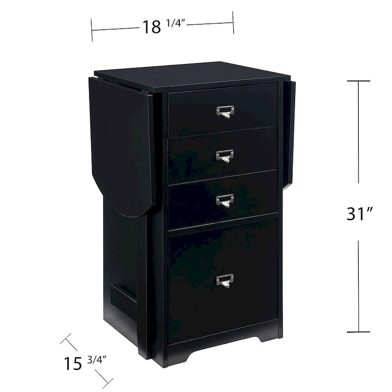 Drop-Leaf Fold-Out Desk with 4 Drawers – White / Gray / Black / Turquoise
