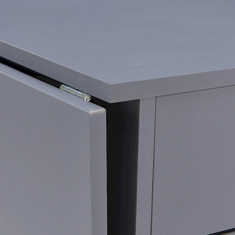 Drop-Leaf Fold-Out Desk with 4 Drawers – White / Gray / Black / Turquoise