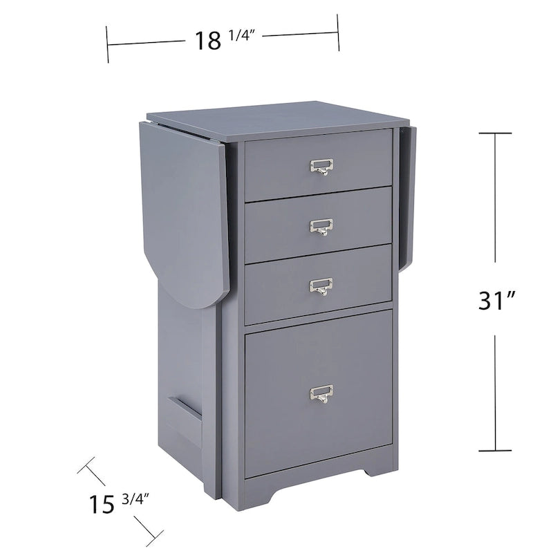 Drop-Leaf Fold-Out Desk with 4 Drawers – White / Gray / Black / Turquoise