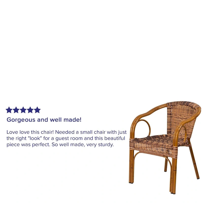 Rattan Bamboo-Aluminum Patio Chairs (Set of 3)