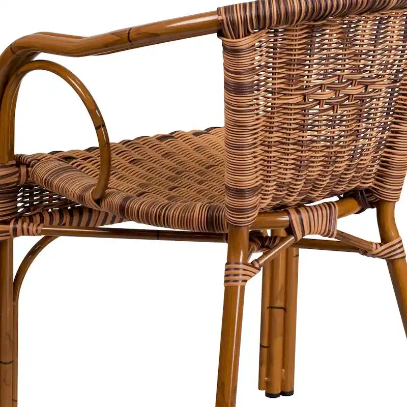 Rattan Bamboo-Aluminum Patio Chairs (Set of 3)