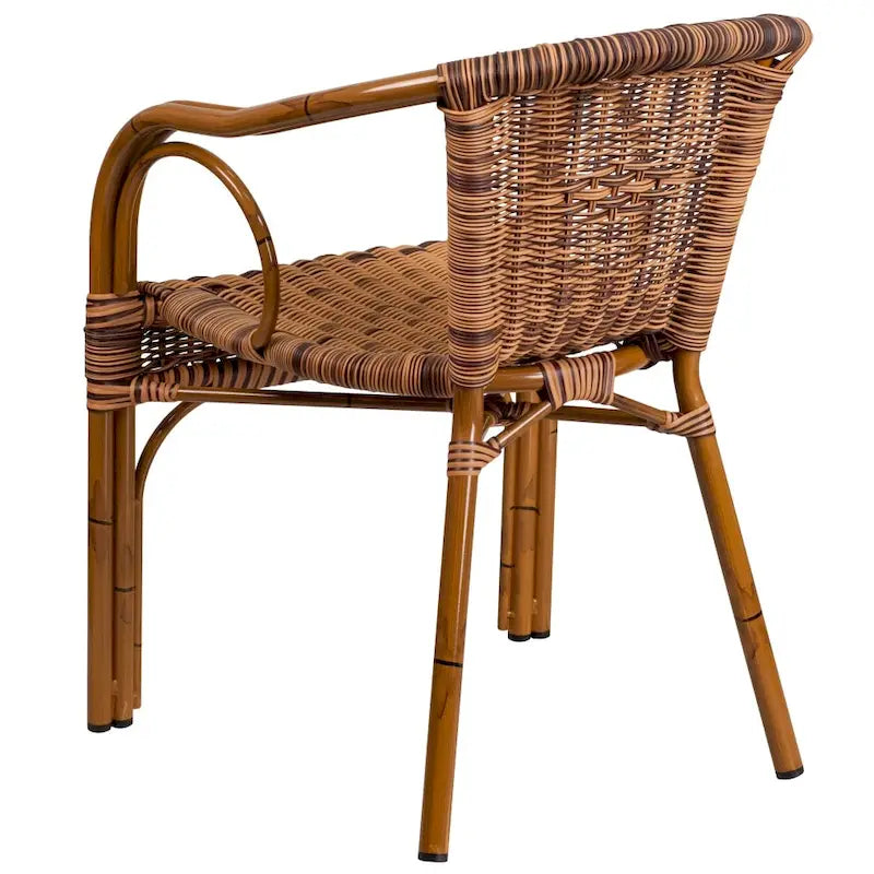 Rattan Bamboo-Aluminum Patio Chairs (Set of 3)