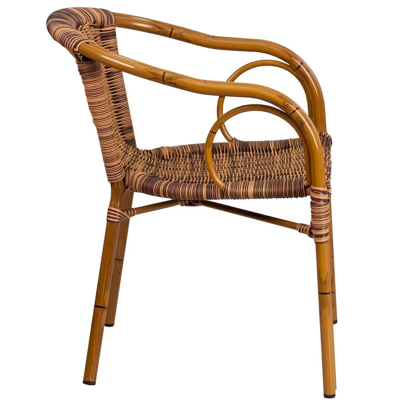 Rattan Bamboo-Aluminum Patio Chairs (Set of 3)