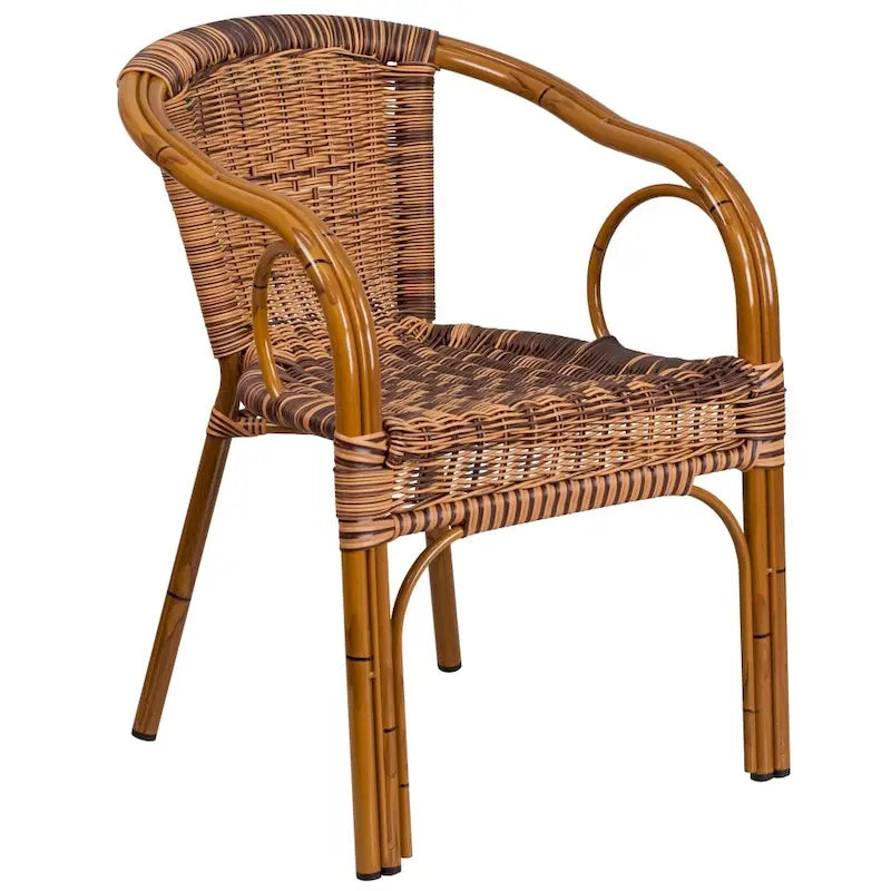 Rattan Bamboo-Aluminum Patio Chairs (Set of 3)