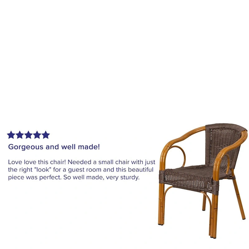 Rattan Bamboo-Aluminum Patio Chairs (Set of 3)