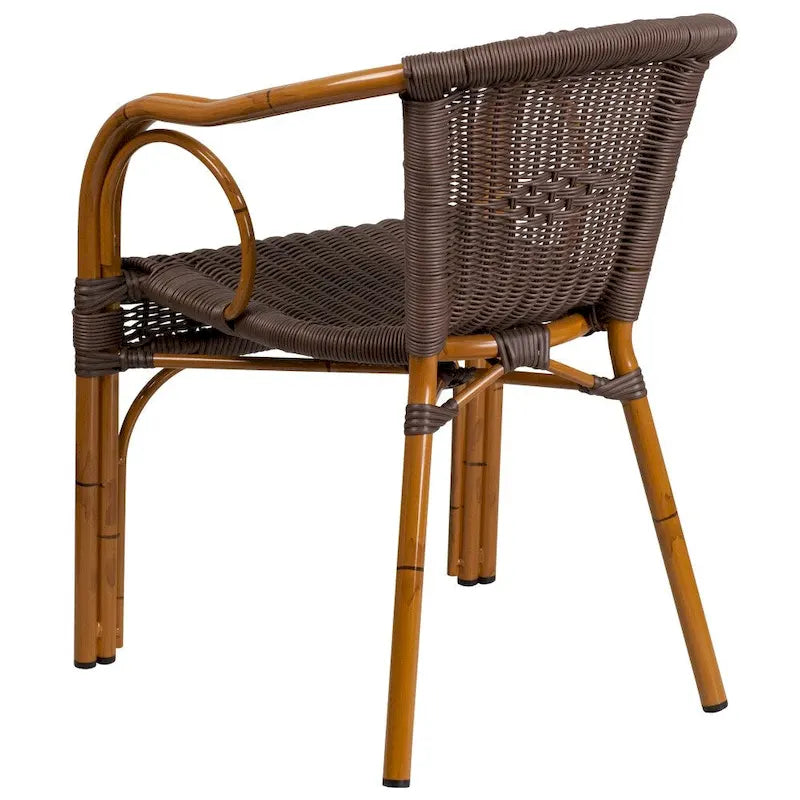 Rattan Bamboo-Aluminum Patio Chairs (Set of 3)