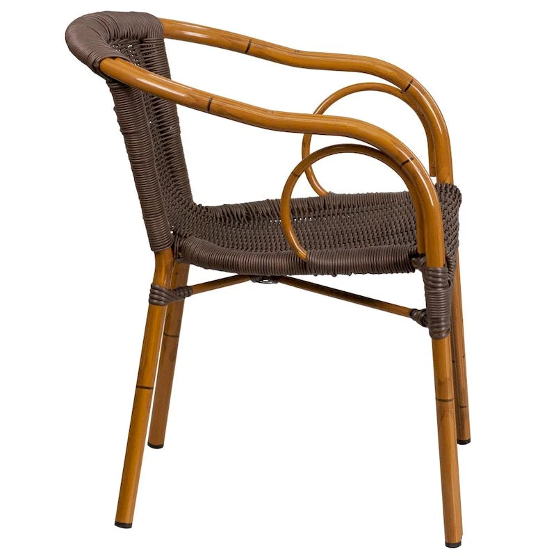 Rattan Bamboo-Aluminum Patio Chairs (Set of 3)