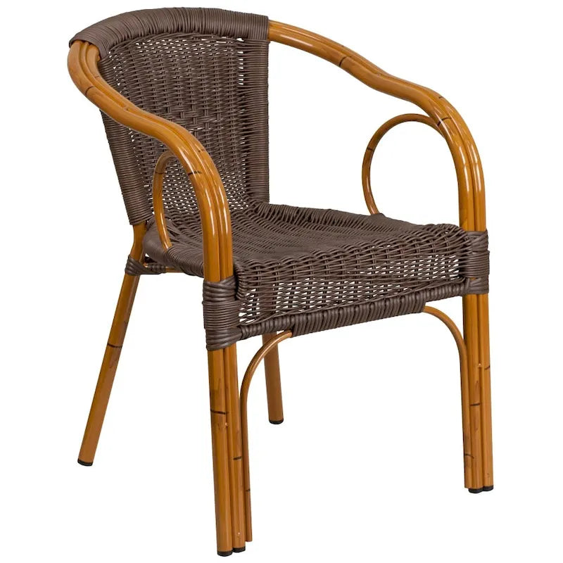 Rattan Bamboo-Aluminum Patio Chairs (Set of 3)